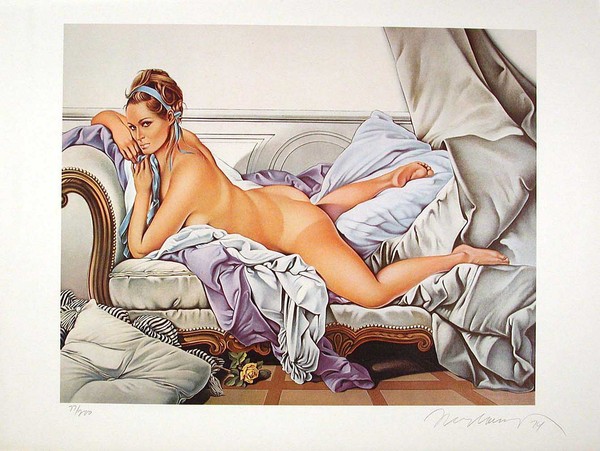 Touché Boucher (1972-73) is an oil on canvas by Mel Ramos, is a pastiche of the Odalisque blonde by François Boucher. 